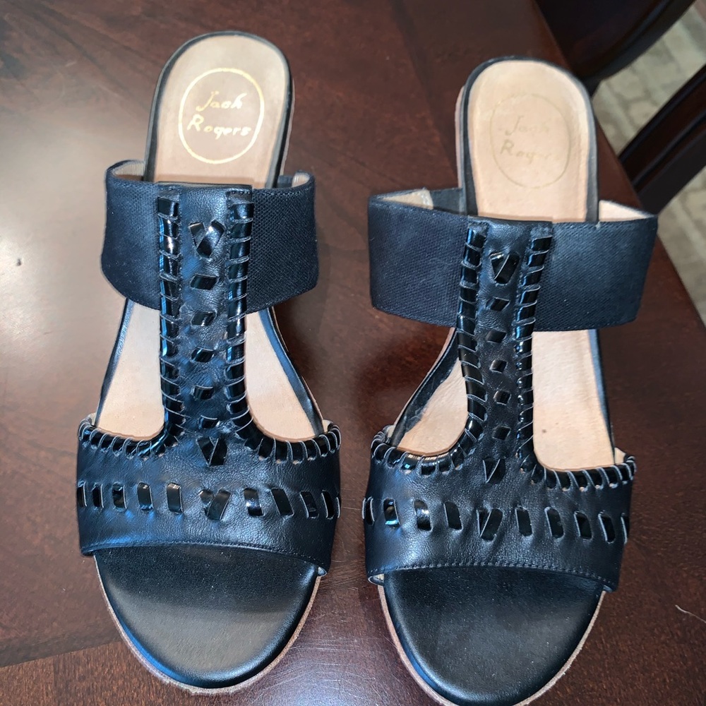 Jack Rogers Black wedges size 10